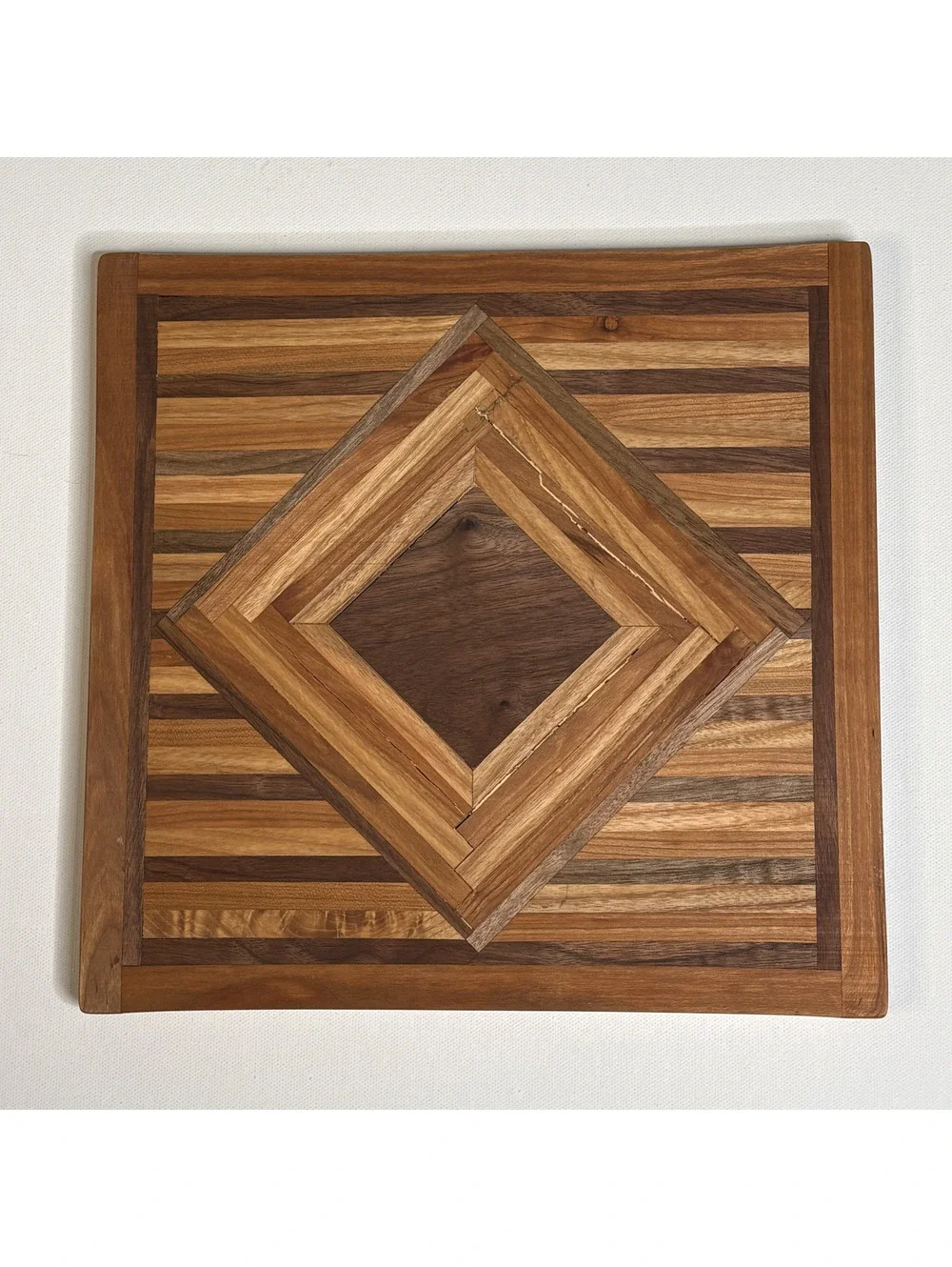 Handcrafted Carmine Antidormi Wood Inlay Geometric Charcuterie Board